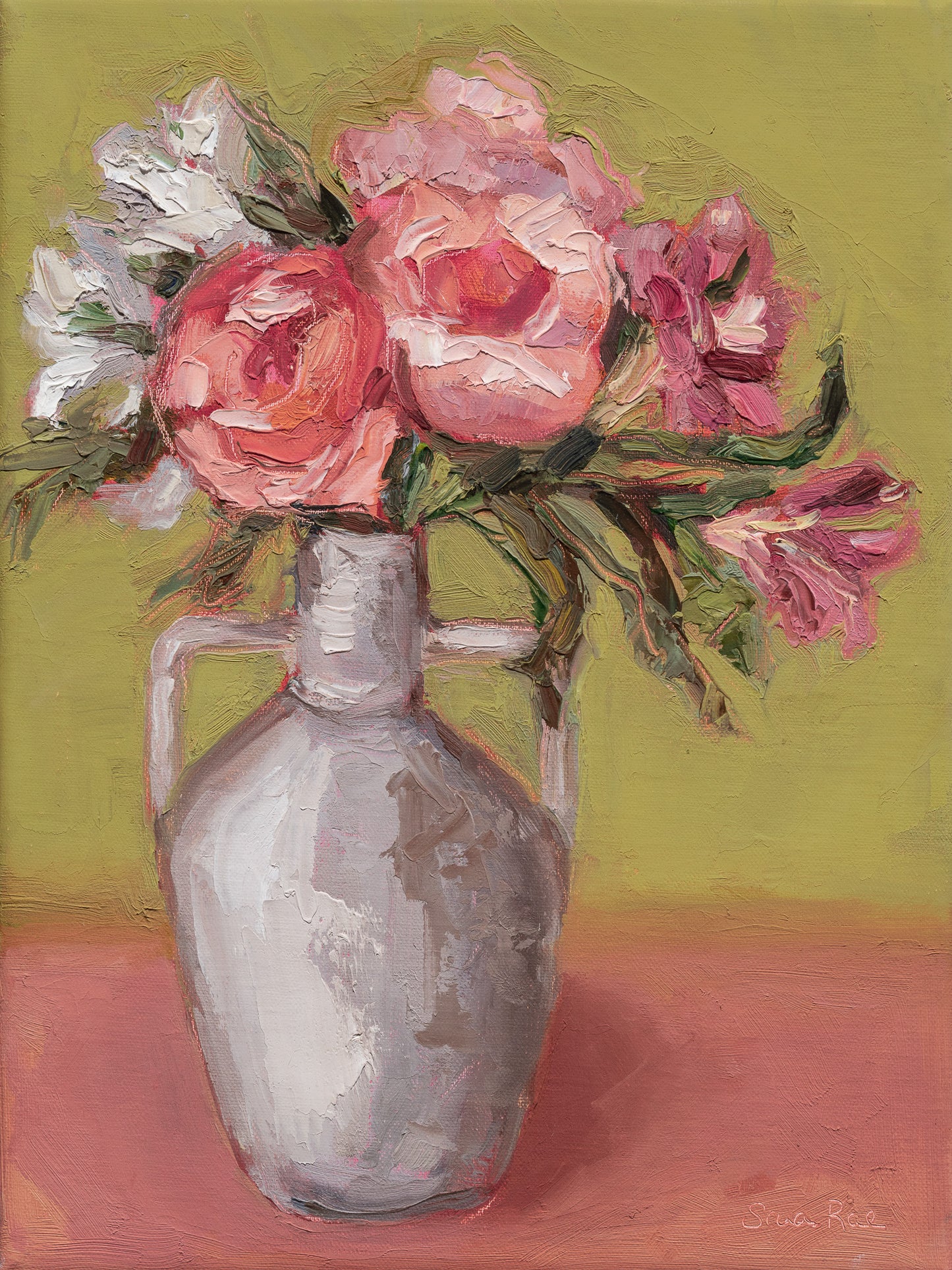 Roses In White Jug |2025| Oil on linen