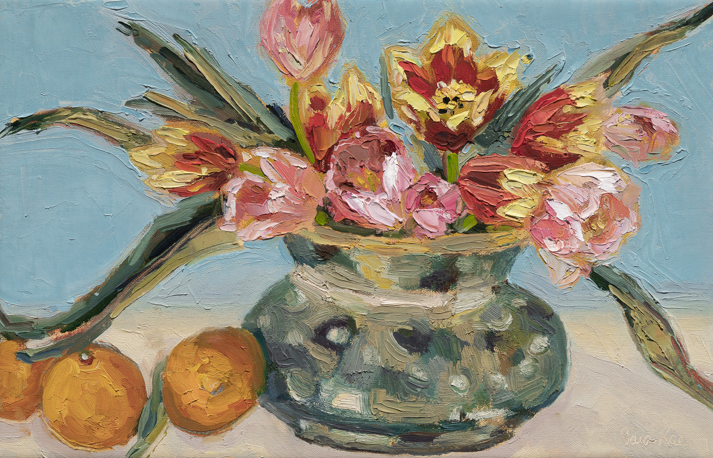 Tulips in Majolica Vase |2025| Oil on linen