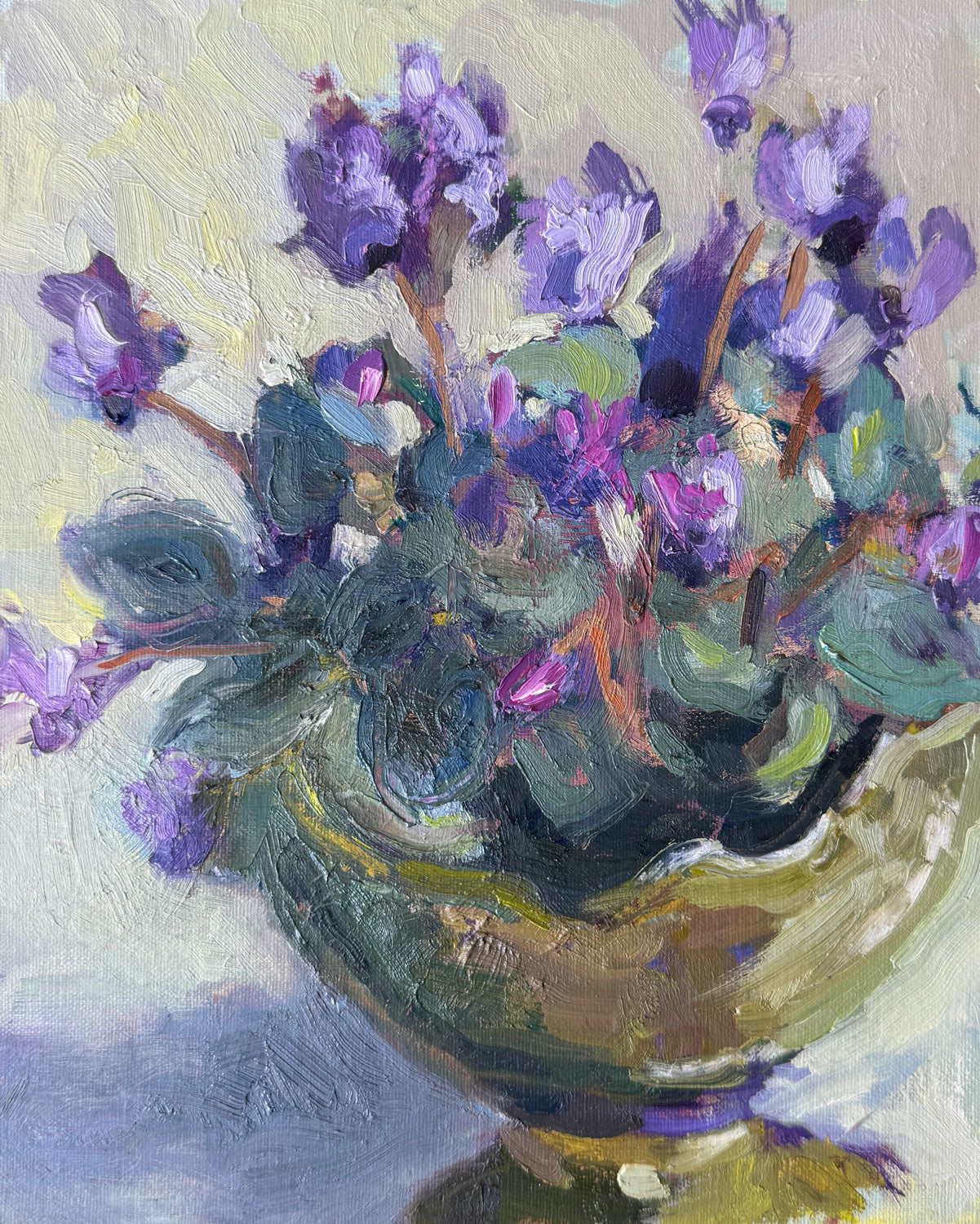 Cyclamen in Green Bowl