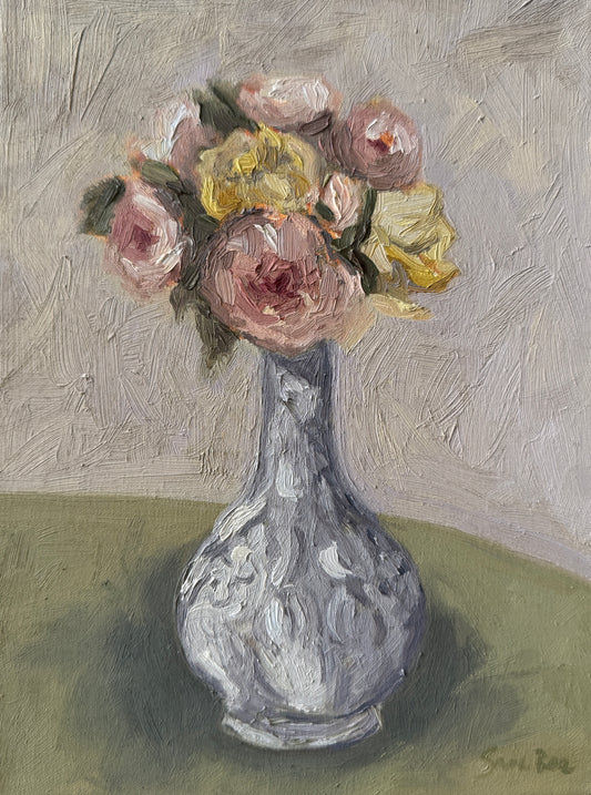 Pink and Yellow Roses |2024| oil on linen canvas