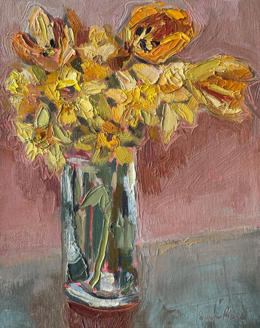 Flowers in a Glass Vase |2025| oil on linen cradled board