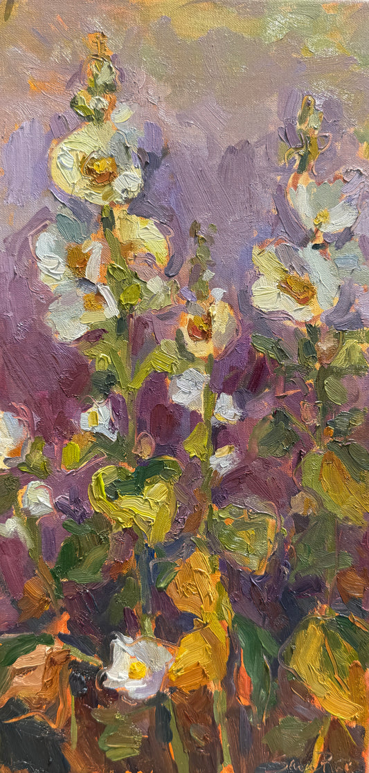 Hollyhocks at the Fells |2025| oil on linen