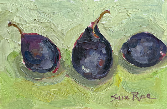 Mini-Plums on Green |2025| oil on panel