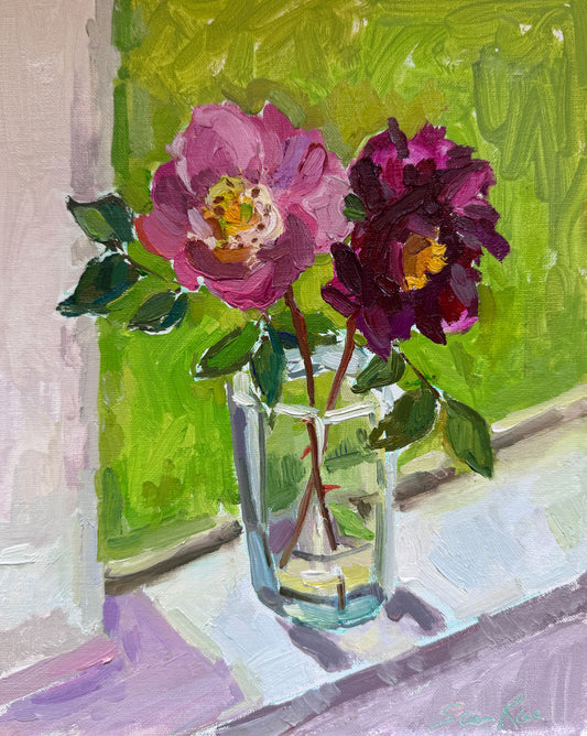 Rose and Dahlia in the Window