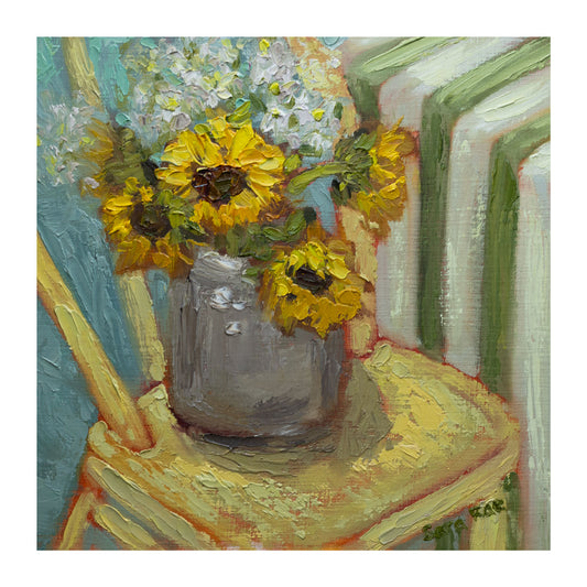 Giclee Print |Sunflowers and Yellow Chair